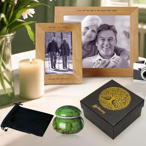 Miniatura 2 de Urnas pequeñas para recuerdo de cenizas humanas, urna de cremación pequeña de cerámica para cenizas para mujeres y hombres adultos con caja