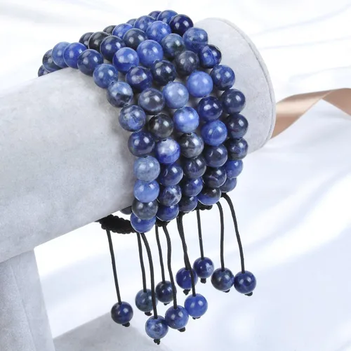 Miniatura 2 de Massive Beads - Pulsera de cuentas de cristales de macramé con poder curativo natural, unisex, ajustable, 516 pulgadas (8 mm)