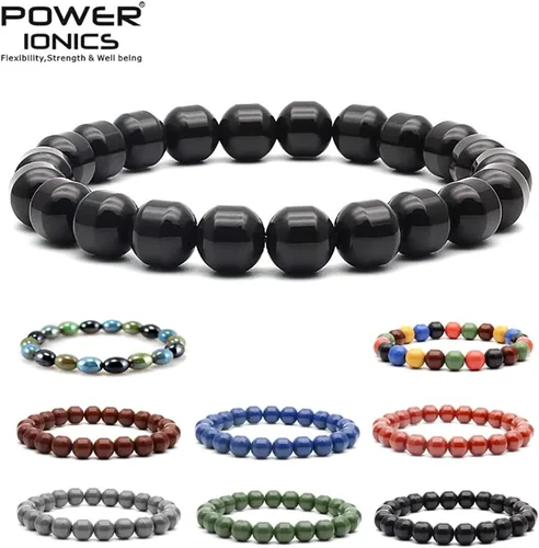 Miniatura 3 de Power Ionics Handmade Beaded Bracelets for Women and Men, Tourmaline, Eye of the Tiger, Obsidian, Lava Stone 8mm Beads and 3mm gold plated beads