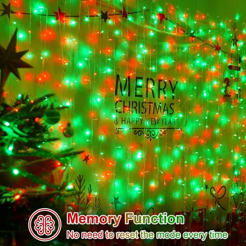 Miniatura 5 de QITONG Tira de luces rojas y verdes para exteriores, 165 pies, 500 luces LED de alambre transparente de Navidad para interiores, 8 modos de luz