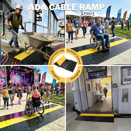 Miniatura 4 de Yescom Protector de rampa de cable de 5 canales, cubierta de cable de piso, topetón de velocidad para entrada