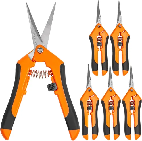 Miniatura 11 de GROWNEER 6 paquetes de tijeras de podar de 6.5 pulgadas con cuchillas curvas, tijeras de podar para jardinería, tijeras de podar a mano, cuchillas