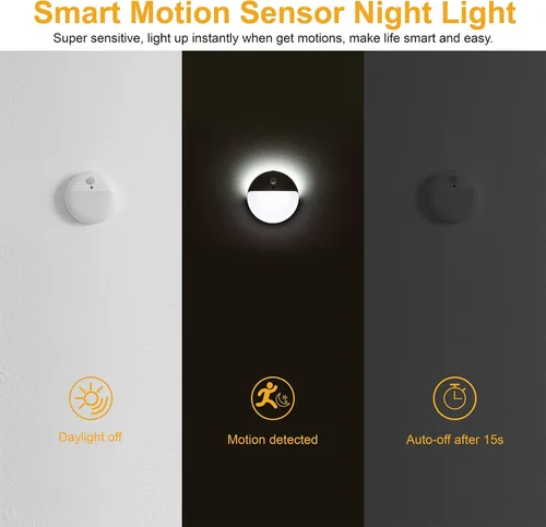 Miniatura 3 de YUNLEX Paquete de 2 luces nocturnas a batería, luces de inodoro, luz de sensor de movimiento pequeño de 2.6 pulgadas, luces adhesivas, 3 modos