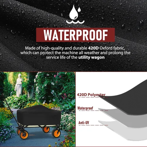 Miniatura 3 de Cubierta de carro utilitario para exteriores, impermeable, plegable, para jardín, 44.5 pulgadas de largo x 22 pulgadas de ancho x 20 pulgadas