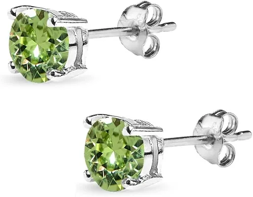 Miniatura 2 de Sterling Silver 6mm Round-cut Prong-set Stud European Crystal Earrings for Women Girls