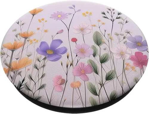 Miniatura 2 de Ramo de flores con patrón floral lindo de flores silvestres rosa pastel PopSockets estándar PopGrip