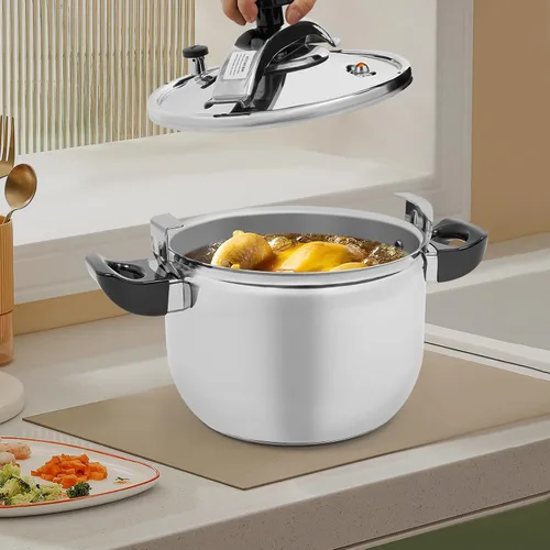 Miniatura 4 de Olla de presión de acero inoxidable de 11.6 cuartos de galón, lata a presión de gran capacidad, olla de presión comercial tipo abrazadera, válvulas