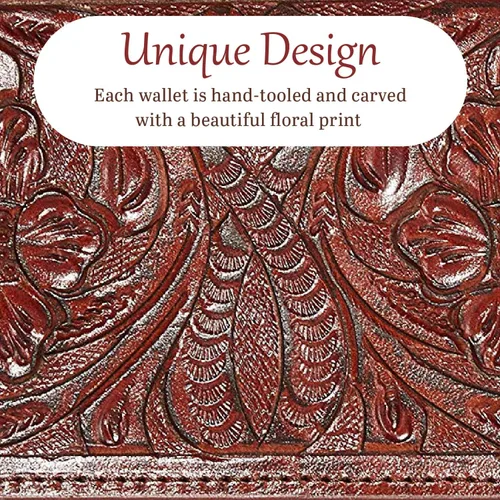 Miniatura 4 de Mauzari Sydney Genuine Leather Women's Wallet Tooled Floral Design