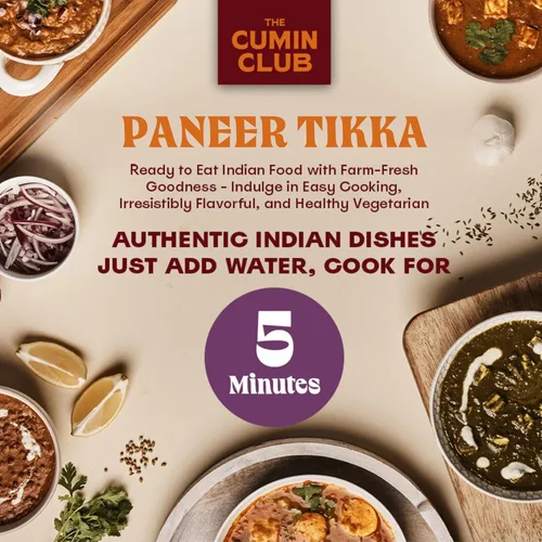 Miniatura 3 de The Cumin Club 's Instant Paneer Tikka Masala - Auténtica comida india con sabores regionales, lista para comer en solo 5 minutos, paquete de 5