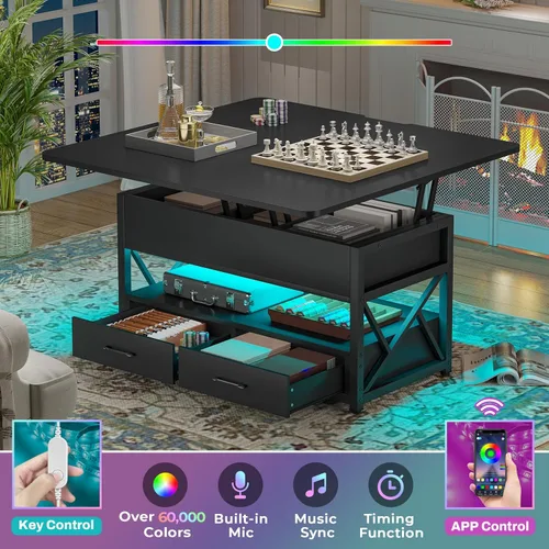Miniatura 5 de Itaar Mesa de Centro con Tapa Elevable de 40", Mesas de Centro 4 en 1 con Almacenamiento para Sala de Estar, Mesa de Centro Pequeña Estilo Granja