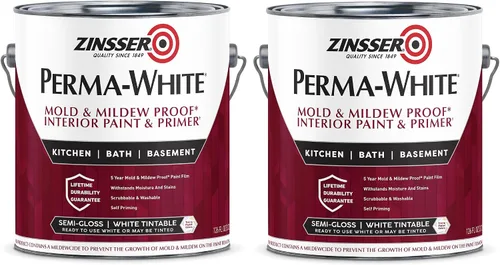 Miniatura 5 de Zinsser 2770 PERMA-WHITE - Pintura interior a prueba de moho y moho, 5 galones, color blanco cáscara de huevo