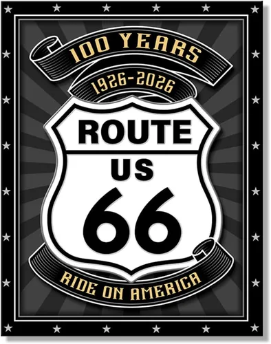 Desperate Enterprises Ruta de los Estados Unidos 66-100 años - Letreros de metal vintage nostálgicos - Hecho en los Estados Unidos