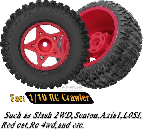 Miniatura 2 de Ruedas y neumáticos hexagonales RC de 0.472 in/0.551 in para camión escala 1/10, neumáticos de camión RC para 1/10 Slash 2WD 4 × 4 Senton Axia1 L0SI