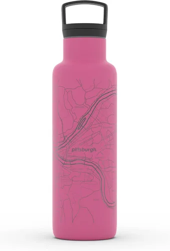 Miniatura 152 de Well Told Botella de agua aislada con mapa de Washington DC grabado, botella de acero inoxidable grabada (21 onzas, blanco) botella aislada de mapa