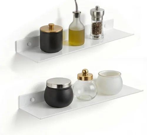 Miniatura 22 de Z metnal Estantes decorativos pequeños, mini estante flotante de exhibición de pared para altavoces inteligentes coleccionables, aluminio, montaje