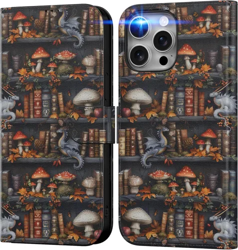 Miniatura 75 de DEENAKIN Funda tipo cartera para iPhone 15 con tarjetero + clip para efectivo, bloqueo RFID, protección contra caídas de grado militar y obras