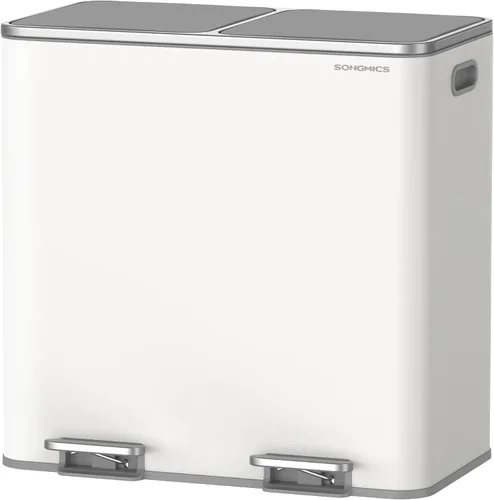 Miniatura 12 de SONGMICS Bote de basura, 2 botes de basura de 8 galones (2 x 30 L) para cocina, con 15 bolsas de basura, 2 compartimentos, cubos interiores