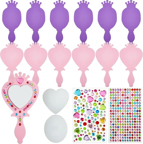 Miniatura 13 de Liliful Paquete de 12 kits de espejo de espuma princesa, decora tus propios espejos de princesa, suministros para fiestas infantiles, juguetes