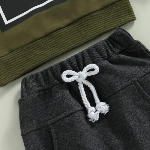 Miniatura 152 de Conjunto de 2 piezas de sudadera de manga larga con cuello redondo y pantalones casuales para bebés y niños pequeños