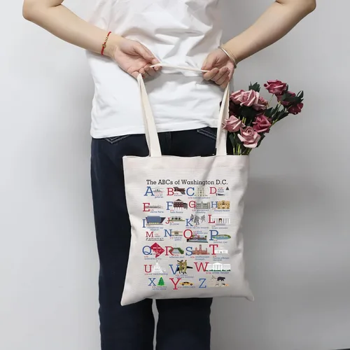 Miniatura 5 de MNIGIU Washington DC Alphabets Tote Bag Washington DC Souvenir Gift Washington DC Welcome Bag