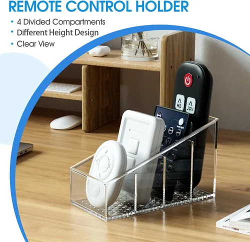 Miniatura 6 de MaxGear Soporte de control remoto transparente para TV, organizador de almacenamiento de control remoto pequeño, organizador de plástico