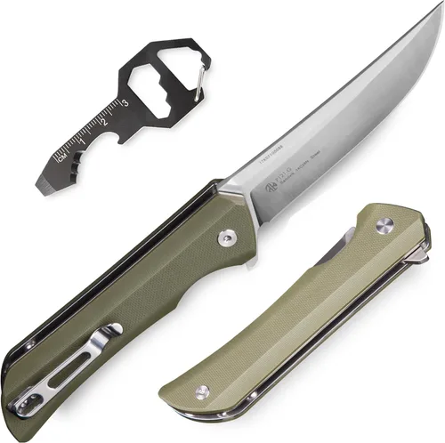 Miniatura 12 de Cuchillo plegable EDC pequeño de bolsillo para hombres, mujeres, 14C28N, bloqueo de forro, mango ligero G10, acero inoxidable frío, cuchillos P662