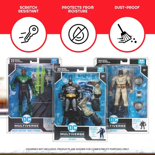 Miniatura 2 de EVORETRO Estuche protector de figuras de acción para McFarlane Dc Multiverse 7 en figuras, Warhammer 40k – Paquete de 10 – Plástico PET grueso sin