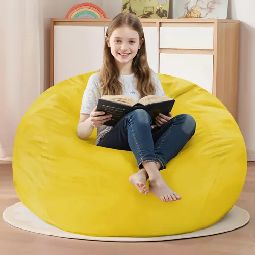 Miniatura 12 de Homguava - Sillón puff de 3 pies Sillón estilo puff grande de 3 pulgadas con relleno de espuma viscoelástica, sofá suave con funda de terciopelo
