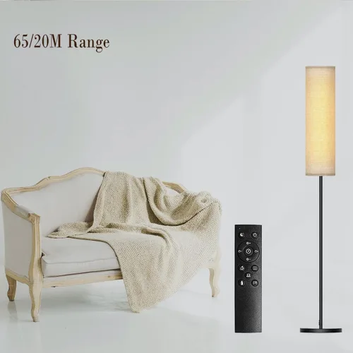 Miniatura 4 de Lámpara de pie para sala de estar, lámpara de pie LED ajustable con control remoto, lámpara de pie moderna alta con pantalla beige, luz LED suave