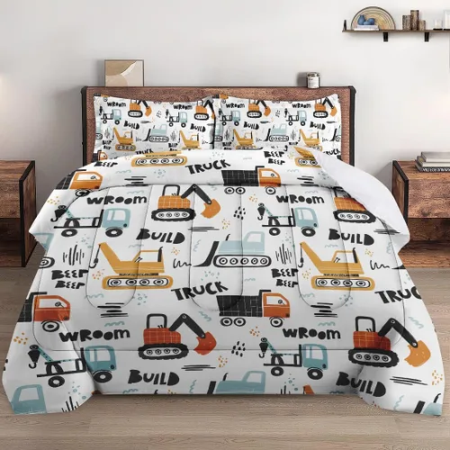 Miniatura 16 de Juego de edredón vintage con diseño de coche y león para niños, niños pequeños, adolescentes y adultos, tamaño individual, juego de ropa de cama