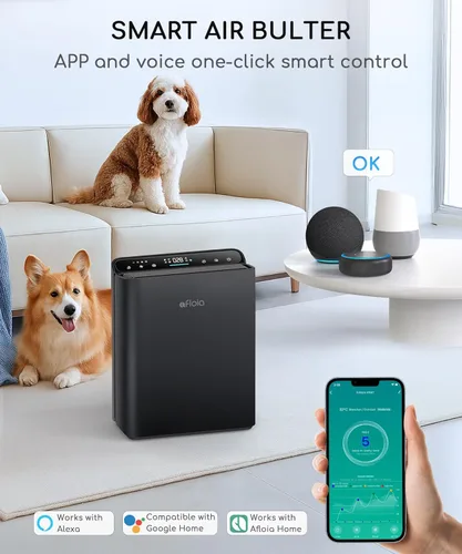 Miniatura 3 de Purificador de aire para el hogar, dormitorio, habitación grande de hasta 2000 pies cuadrados, aplicación inteligente y control de voz con sensor