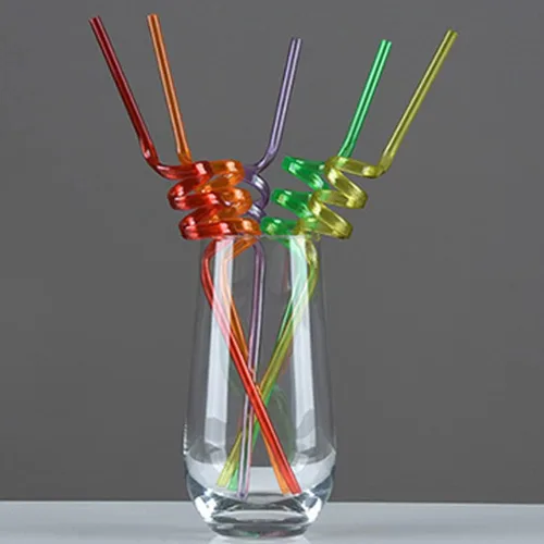 Miniatura 5 de 10 pajitas de plástico reutilizables en espiral, pajitas largas para tarros de masón, tazas, regalos de fiesta, colores mixtos (paquete de 2)
