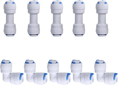 1/4" OD 12 piezas de conexión rápida Push in para conectar para sistema de ósmosis inversa de agua Montaje de tubo de agua (6L+6I)