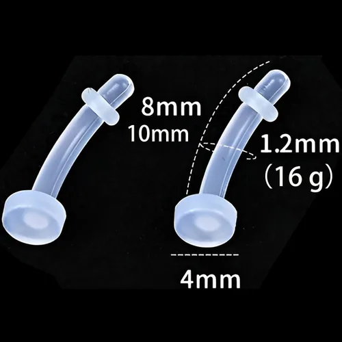 Miniatura 2 de 5 piezas de retenedores de labio, barras curvadas de plástico para nariz, labret, joyería para cartílago, acrílico, tragus, joyería de 0.047 in