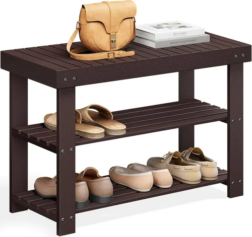 Miniatura 8 de SONGMICS Estante para Zapatos con Banco, Organizador de Almacenamiento de Zapatos de Bambú de 3 Niveles, Banco de Entrada, Soporta hasta 286 lb