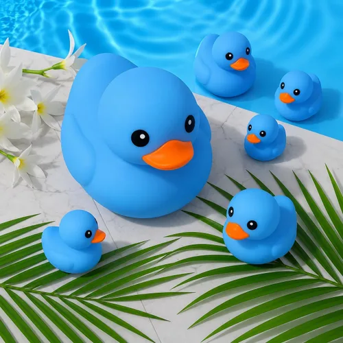 Miniatura 6 de Juguete de baño de pato de goma jumbo – Patos gigantes de 8 pulgadas Big Duckie Baby Shower Cumpleaños Recuerdos de fiesta (azul)