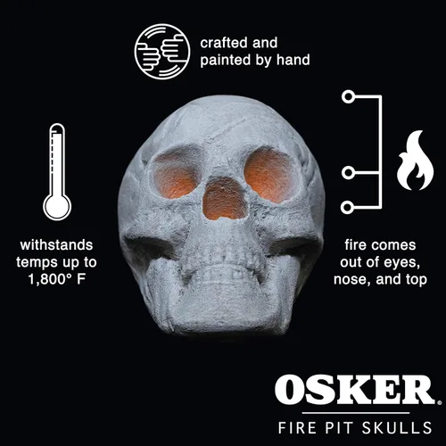 Miniatura 3 de OSKER 3CT Mini Hoguera Calavera con Paquetes de Cambio de Color de Fuego Tronco Cerámico Ignífugo para Hoguera, Fogata, Chimenea, Hoguera