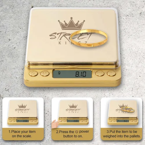 Miniatura 7 de Street Kingz Gold - Báscula digital para joyería, báscula de alimentos de alta precisión de 17.64 oz con conversión de unidades múltiples y conteo