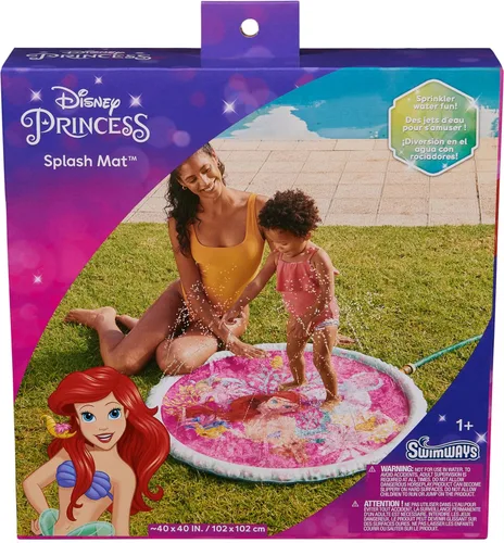 SwimWays Alfombra de chapoteo de La Sirenita, almohadilla de salpicaduras para niños, juguetes al aire libre, suministros de fiesta de Disney y