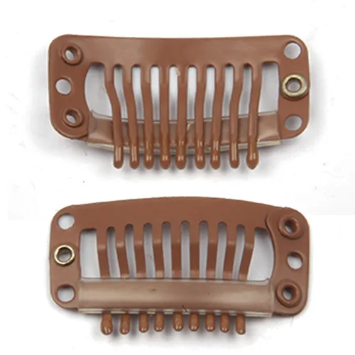 Miniatura 6 de 50 clips de peluca de acero inoxidable para extensiones de cabello, peines de peluca de 9 dientes, 0.04 oz/pieza, 2 hilos de tejido, 1 juego/30