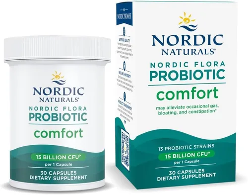 Nordic Naturals Nordic Flora Probiotic Comfort - 30 cápsulas - 13 cepas probióticas con 15 mil millones de cultivos - Apoya la regularidad y la