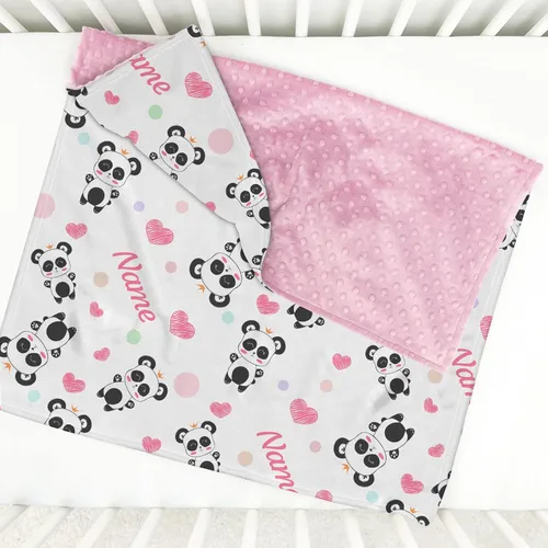 Miniatura 7 de Panda - Manta de bebé personalizada con nombre, ropa de cama con estampado de panda lindo y suave para bebés, niños y niñas, regalo de cumpleaños