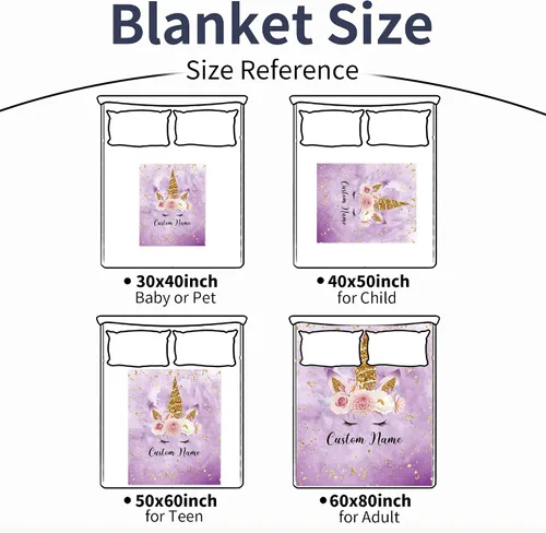 Miniatura 7 de Manta personalizada con caballo y nombre para niña, manta con nombre personalizada para adolescente, manta de franela suave color púrpura para niños