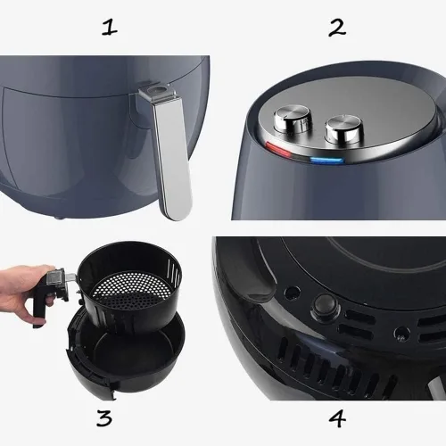 Miniatura 7 de Horno freidora de aire, freidora eléctrica de aire caliente, 1400 vatios, cocina con control de temperatura, apagado automático, sin BPA, cesta