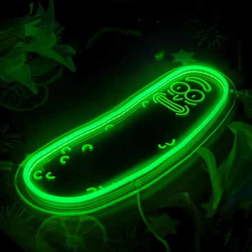 Miniatura 2 de Letrero de neón LED de Pepinillo de Dibujos Animados para Decoración de Pared, Letrero de Luz de Neón de Anime para Decoración de Cueva de Hombre