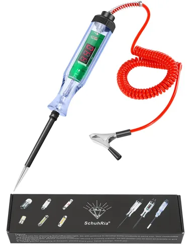 Luz de prueba automovilística, probador de circuito 3-48 V CC, pantalla LCD digital, cable de resorte para sedán, SUV, RV, camión, cortacésped,