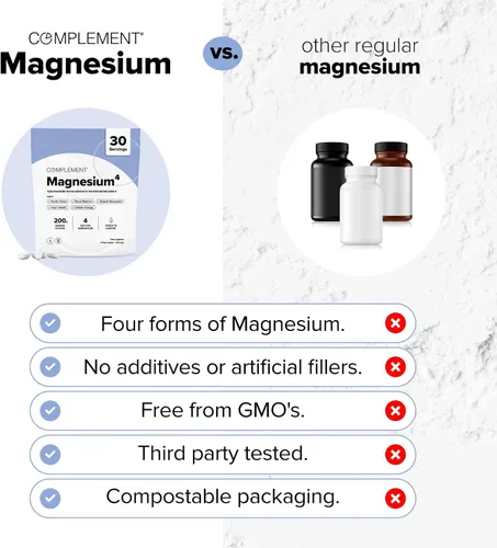 Miniatura 8 de COMPLEMENT Magnesio - Complejo de 4 formas biodisponibles - Malato, Taurato, Bisglicinato, Orotate - Suplemento para relajación, recuperación
