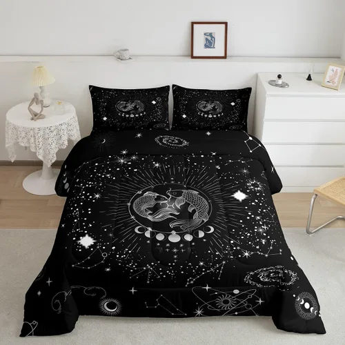 Miniatura 20 de Aries Bedding - Juego de edredón tamaño individual de nebulosa hippie y astrología del zodiaco trippy, juegos de ropa de cama y colecciones