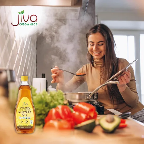 Miniatura 7 de Aceite de mostaza orgánico Jiva Organics 1 litro (33.8 onzas) - Sin GMO, Premium, prensado en frío