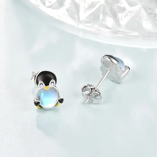 Miniatura 2 de Dreamboat Moonstone Animal Stud Earrings for Women Girls 925 Sterling Silver Hypoallergenic Cute Cartoon Animal Earrings Birthday Party Jewelry